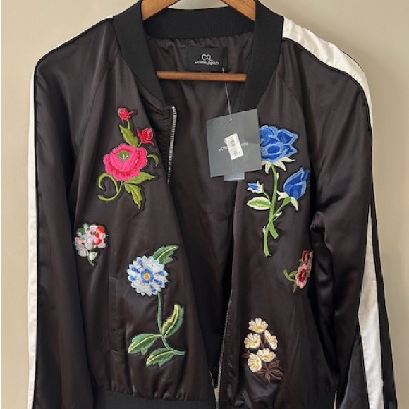 Cynthia Rowley Embroidered Bomber Jacket.
black. - Picture 2 of 4